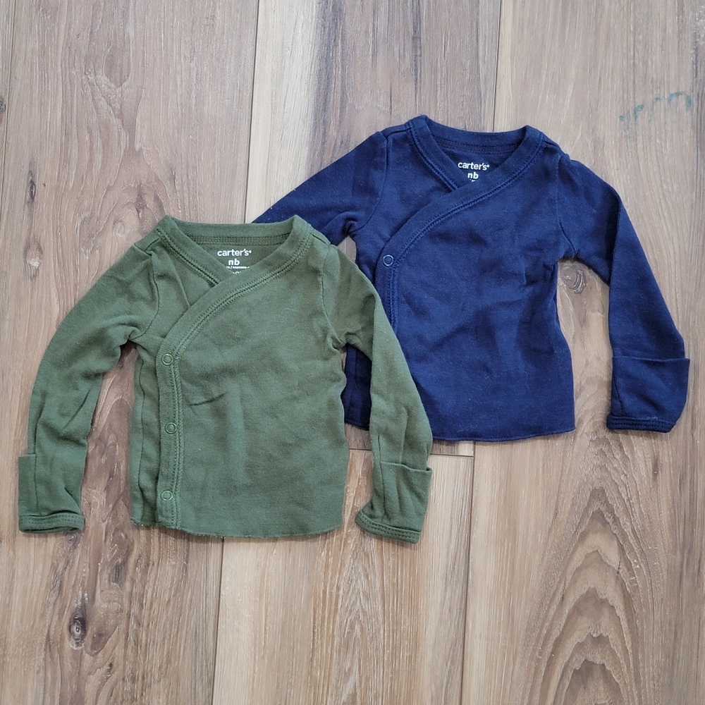 Carter's Long Sleeve Wrap Tops - Olive and Navy